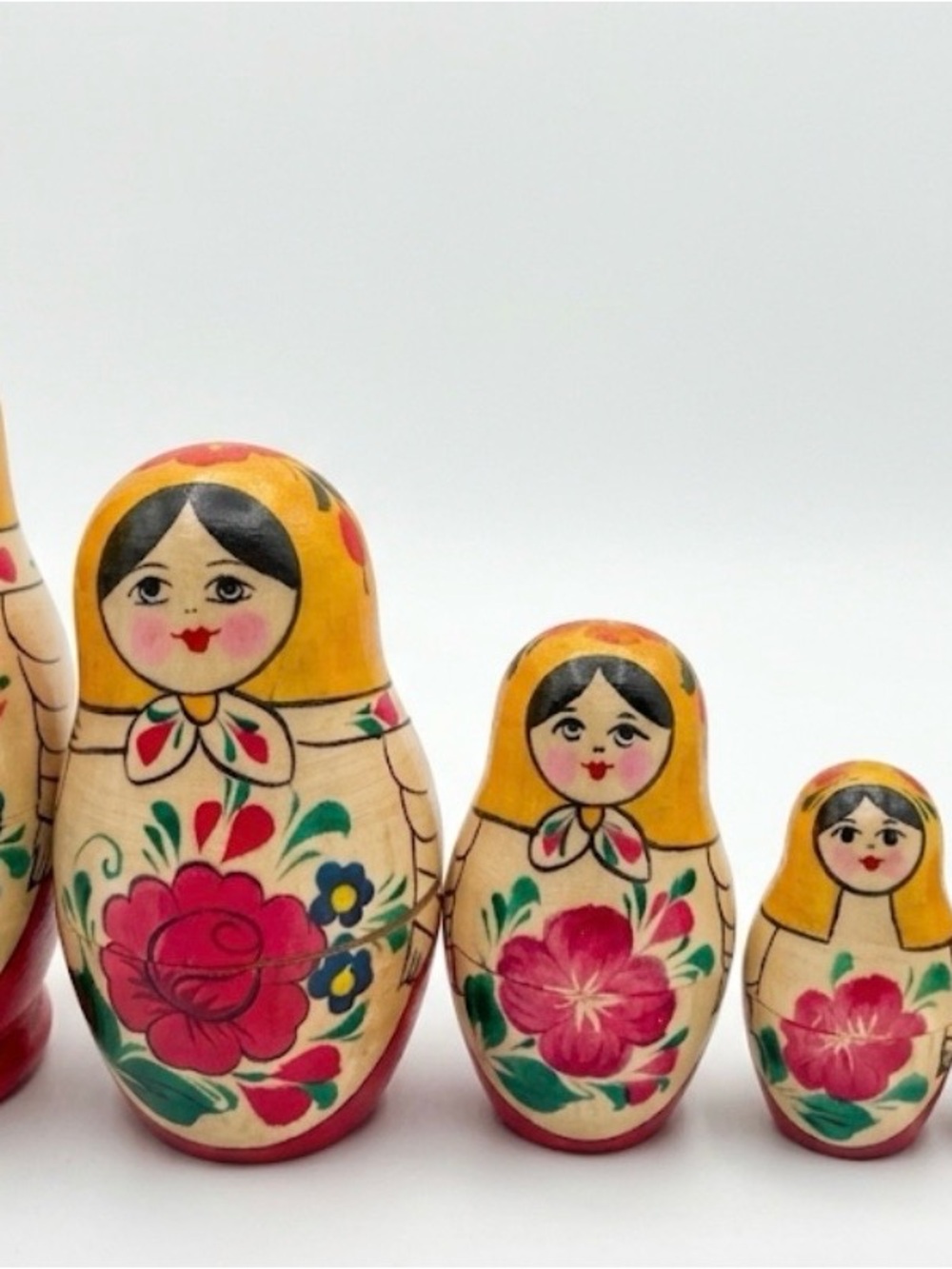 Vintage Hand-Painted Russian Matryoshka Nesting Dolls (6-Piece Set)